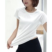 baratos Camisa Feminina-Mulheres Cor Sólida Camisa Esportiva Camisa de tênis Top de tênis Manga Curta Com Transparência Detalhes Refletores Pavio Humido Tênis Golfe Cooper Arredondar Preto Branco Verde Claro Roupas de tênis