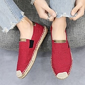 economico Slip-ons e mocassini da uomo-scarpe espadrillas slip-on da uomo rosse con suola in juta - scarpe estive comode e alla moda per l&#039;uso quotidiano