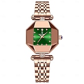 economico Orologi al quarzo-Orologio da polso al quarzo da donna, retrò, vintage, di lusso, con strass, impermeabile, in acciaio inossidabile.