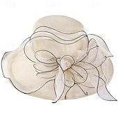 billiga Vilda västern-fascinatorhattar för kvinnor, bredbrättad organzahatt för kyrkteaparty, elegant vintage moderiktig mössa för bröllop, fascinator, cocktailparty, beige, fascinatorhattar för kvinnor te, hatt