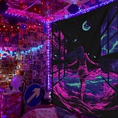 olcso Feketeművilágítás-Fekete fény szőttes világító a sötétben fényparti UV-reaktív szexis lány trükkös ködös függő szőttes falikép mural a nappaliba hálószobába