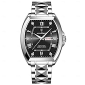 abordables Montres à quartz-Montre de luxe pour homme, lumineuse, étanche, avec date et semaine, en acier inoxydable, à la mode, originale, à quartz