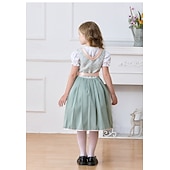 abordables Niños-Oktoberfest Encaje Vestidos Delantal Blusa con falda acampanada Mucama bávaro Alemán Munich prados Chica Carnaval Festival de Cerveza Paño de estilo tradicional