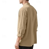 economico Camicie di lino-Per uomo Camicia Camicia di lino Camicia casual Camicia con Bottoni Camicia di cotone Semplice Vacanza Camicia hawaiana Nero Bianco Rosa Viola Manica Lunga Colletto alla coreana Primavera Autunno
