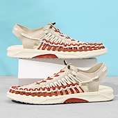 preiswerte Urlaubsandalen-Herren-Sneaker in Rot und Marineblau, Laufschuhe mit einzigartigem Schnürdesign und gepolsterter Sohle für Sport und Freizeit