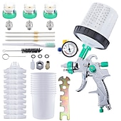 cheap Tool Accessories-Pneumatic Spray Gun Automotive High Atomization Spray Gun 10 Leave-in Pots Pressure Regulator Paint Spraying Tool 1.4/1 7/2.0mm