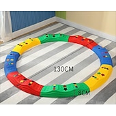 baratos Atividade ao Ar Livre-Jogos de chão Montessori para áreas internas/externas - prancha de equilíbrio com design circular para crianças &amp;brinquedo de ponte de madeira para condicionamento físico pré-escolar &amp;treinamento de
