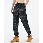 voordelige Cargobroeken-Voor heren Cargohosen Broek Camouflage broek Trekkoord Elastische taille Meerdere zakken camouflage Draagbaar Buiten Dagelijks Kamperen&amp;Wandelen Modieus Klassiek Zwart Leger Groen
