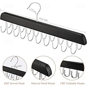 cheap Home Storage &amp; Hooks-2 Pack Bra Hanger for Closet Organizer Premium Wooden Tank Top Hangers with 40 Foldable Hooks 360 Rotating Design Space Saving Storage for Tank Tops Bras Scarves and More