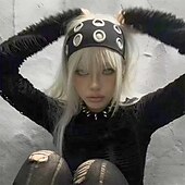baratos Acessórios de penteados-Faixa de cabelo elástica com ilhós vazados para mulheres, estilo punk grunge, faixa de cabelo larga, acessório casual elástico para cabelo