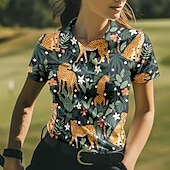 olcso Női ing-US Open Női Teniszing Rövid ujjú Nyomtatott UPF50+ Gyors szárítás Tenisz Golf Tollaslabda Polo gallér Állat Póló Felsők Fehér Sárga Rózsaszín Tenisz ruházat