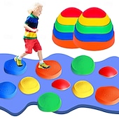 cheap Outdoor Activity-OMNISAFE Kids Balance Stepping Stones - Non-Slip Textured Surface &amp; Rubber Edges  Indoor/Outdoor Obstacle Course Toy for Coordination, Strength &amp; Sensory Training