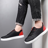 cheap Casual Sneakers-Men's Premium Navy Blue and Orange Faux Leather Sneakers with Fashionable Color Accents for Casual and Athletic Wear