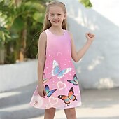 economico Comò in cartone animato 3D-ragazze&#039; 3D Farfalla Abito Senza Maniche Estate Primavera Vacanza Quotidiano Ferie Principessa Bello Dolce Bambini 4-12 Anni Vestito Casual Abito a trapezio Lunghezza al ginocchio Vestibilità regolare