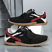 Χαμηλού Κόστους Ανδρικά Sneakers-Ανδρικά λευκά και κόκκινα αθλητικά αθλητικά παπούτσια με μαύρο σχέδιο και κορδόνια - αθλητικά, άνετα, ιδανικά για τρέξιμο, γυμναστήριο και casual ρούχα