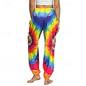 cheap Bottoms-Retro Vintage Boho 1970s Harem pants Yoga Pants Hippie Tie Dye Smocked Waist Rainbow Fancy Dress Women's Halloween Carnival Pride Parade Pride Month Festival Adults' Pants