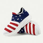 cheap Men&#039;s Sneakers-Men&#039;s Patriotic Slip-On Sneakers - American Flag Print Style for Casual Outdoor and National Holiday Wear