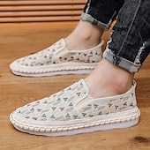 preiswerte Herrenpantoletten &amp; -slipper-Hellblaue Herren-Slipper aus Canvas mit geflochtener Sohle – lässiges und bequemes Schuhwerk für Sommer, Strand und Urlaub