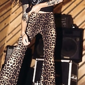 levne Spodní části-Retro Cikánský 70. léta Kalhoty Bell Bottoms světlé legíny Roztažené kalhoty Disko Vysoký pas Zvíře Leopard Tygr Maškarní kostým Dámské předvečer Všech svatých Karneval Dovolená hudební festival