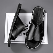 economico Infradito da Vacanza-sandali da uomo in similpelle marrone con punta aperta – comode scarpe estive slip-on per la spiaggia, la piscina o il relax casual