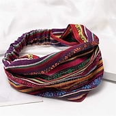 cheap Hair Styling Accessories-Boho Headbands for Women Girls Wide Hippie Hair Accessories Colorful Stripe Head Bands for Women&#039;s Hair Fashion Hairbands Turban Headwraps Non Slip