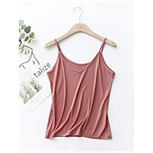 ieftine Top simplu-Pentru femei Camisole Tank Top Culoare solidă Zilnic De Bază Casual Fără manșon Cu Bretele Topuri obișnuite Zilnic Fără Spate Negru Alb Roz Îmbujorat Bleumarin Trifoi Vară