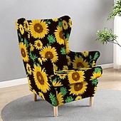 abordables Funda para silla con respaldo-Funda para sillón orejero con estampado geométrico, rayas y flores