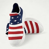 cheap Men&#039;s Sneakers-Men&#039;s Patriotic Slip-On Sneakers - American Flag Print Style for Casual Outdoor and National Holiday Wear