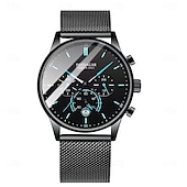 abordables Relojes mecánicos-Reloj de moda para hombre, cronógrafo de acero inoxidable, malla de cuarzo, reloj de pulsera para hombre, resistente al agua, luminoso, fecha, relojes deportivos para hombre.