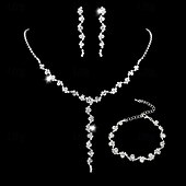 voordelige Sieradensets-bruidssieradensets 1 set strass-legering 1 armband oorbellen ketting stijlvolle damessieradenset voor bruiloft speciale gelegenheid feest avondkleding