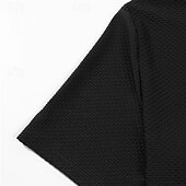 preiswerte Urlaub-Herren Waffel-Poloshirts Golfshirt Arbeit Lässig Revers Kurzarm Basic Modern Einfach Knöpfe Sommer Normale Passform Schwarz Weiß Khaki Waffel-Poloshirts