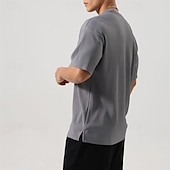 preiswerte Geripptes Strick-T-Shirt-Herren T Shirt T-Shirt Kurzarmshirt Kurzarm V Ausschnitt Sommer Einfach Mode Designer Basic Jacquard Urlaub Straße Ausgehen Schwarz Weiß Dunkelgrau Top T-Shirt für Herren