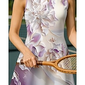 economico Abbigliamento Tennis da donna-Per donna Floreale Abito da tennis Abito sportivo Senza Maniche Stampato Traspirante Tennis Golf Badminton Colletto Polo Collo con zip Vestito Rosa Blu Viola Abbigliamento da tennis