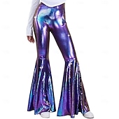 levne Spodní části-Retro 70. léta Báječný Kalhoty do zvonu Roztažené kalhoty Disko Vysoký pas Lesklý latexový patent Kov Hadí kůže Maškarní kostým Dámské předvečer Všech svatých Karneval hudební festival Retro
