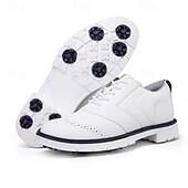 cheap Men&#039;s Golf Shoes-Men&#039;s Classic Black and White Golf Shoes with Faux Leather Upper - Versatile Design for Golf and Casual Wear