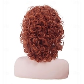 Недорогие Исторические парики-Длинный кудрявый каштановый парик в стиле «улей» для женщин, винтажный парик в стиле диско, синтетические волнистые рыжие медно-красные парики для косплея рок-певицы 60-х, 70-х, 80-х или
