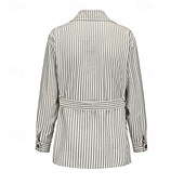baratos Casacos &amp; Sobretudos para Homem-Homens jaqueta leve jaqueta de verão Jaqueta de Camisa Jaqueta de Transição Férias Diário Bolsos Verão Primavera Riscas Moda Clássico Lapela Padrão Rosa claro Azul Verde cáqui Casaco