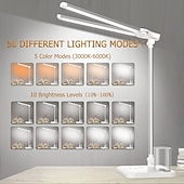 preiswerte Schreibtischlampen-LED-Schreibtischlampe mit Doppelkopf, dimmbare Touch-Steuerung und 5 Beleuchtungsmodi, zwei Schwenkarme, USB-Ladeanschlüsse, augenschonende Tischlampen für Klavier, Notenständer, Nägel, Zuhause &amp; Büro