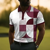 ieftine Polo color block pentru bărbați-Bărbați Model Geometric Polo Manșon scurt Tricouri de polo Cămăși cu guler Casual Școală În aer liber Purtare Zilnică Imprimare 3D Vară Negru Roșu-aprins Albastru piscină