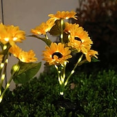 cheap Landscape Lights-2 Pcs Outdoor Sunflower Flower Lights Waterproof Solar 6 Heads 53 Led Beads Sunflower Ground Insertion Light Pole Luminous Courtyard Garden Lawn Path Villa Park Landscape Light Wedding Festival