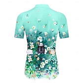 abordables Maillots pour femmes-Femmes Maillot de cyclisme Manche Courte Cyclisme Maillot Top avec 3 poches arrière Écran solaire Résistant aux UV Respirant Séchage Rapide Vert Des sports Vêtement Tenue