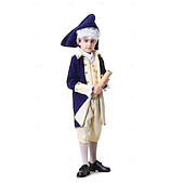 رخيصةأون أزياء-عتيق / معتق روكوكو القرن ال 18 زي تأثيري ملابس العصر الاستعماري ملابس تنكرية رجالي للصبيان عيد الرعب مهرجان مناسب للحفلات أداء حفلة تنكرية للأطفال للبالغين معطف سترة بنطلونات