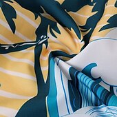 baratos Calções Elite Masculinos-Homens Calção Shorts de praia Bolsos Com Cordão Cintura elástica Gráfico Folha Árvore Respirável Secagem Rápida Comprimento do joelho Ao ar livre Férias Casa Férias Estilo Étnico Azul Céu Azul escuro