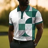 ieftine Polo color block pentru bărbați-Bărbați Model Geometric Polo Manșon scurt Tricouri de polo Cămăși cu guler Casual Școală În aer liber Purtare Zilnică Imprimare 3D Vară Negru Roșu-aprins Albastru piscină