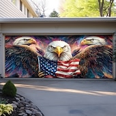 abordables Bannières de Garage et de Porte-Décorations de porte du 4 juillet Couvre-porte de garage Américain Patriote Aigle Bannière extérieure Grand fond pour décorations de garage extérieur à la maison