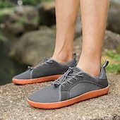 economico Sneakers da uomo-Sneakers da uomo in maglia grigia con suola arancione: scarpe casual traspiranti e leggere per spostamenti quotidiani, passeggiate e attività all&#039;aperto
