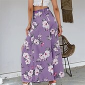 economico Pantaloni in cotone e lino con grafica-Per donna Pantaloni ispirati al lino Gamba larga Pantaloni Palazzo Moda Boho Lunghezza intera Vita Alta Fiore Elastico in vita Spacco Comodo Confortevole Streetwear Abbigliamento quotidiano Uscire