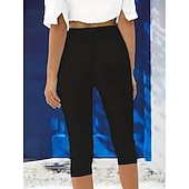  Damskie Spodnie capri Getry Urlop Moda Moda miejska Capris Wysoka talia Jednokolorowe Drukowanie Keep Warm Miękka Oddychający Elastyczny Codzienny Na zewnątrz Urlop Turkusowy Czarny Biały Fuksja Lato