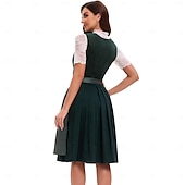 Χαμηλού Κόστους Dirndl-Φόρεμα Dirndl Γυναικείου Πράσινου Βαυαρίας με Ποδιά Σατέν και Μπλούζα Δαντέλας για το Oktoberfest