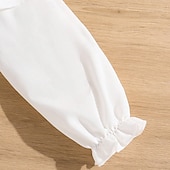 cheap Girl's Casual Tees &amp; Blouses-Kids Girls' Blouse Solid Color School Long Sleeve Ruffle Daily 7-13 Years Summer White